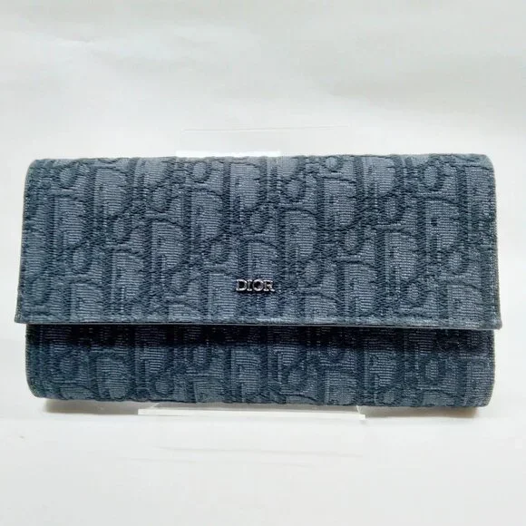 Authentic Christian Dior Long Wallet Black Canvas mn413-021526 - Picture 1 of 9